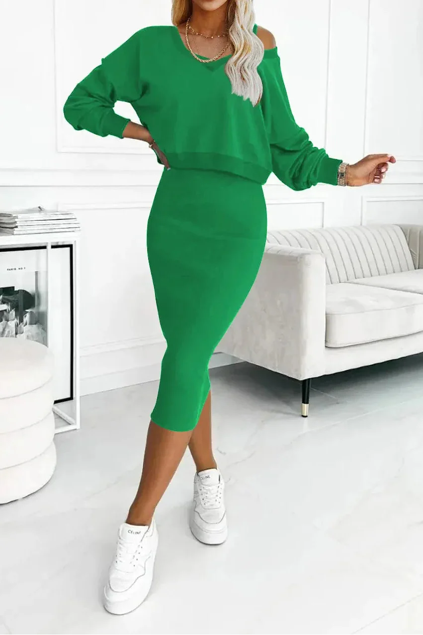 Vène — Ärmelloses Kleid & V-Ausschnitt Pullover Set