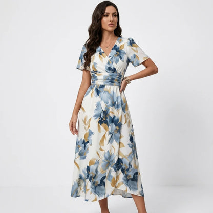 Denise — Floral Wickel-Midi-Kleid
