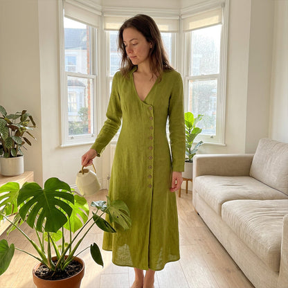 Linaverre — Vintage-Hemdblusenkleid mit langen Ärmeln