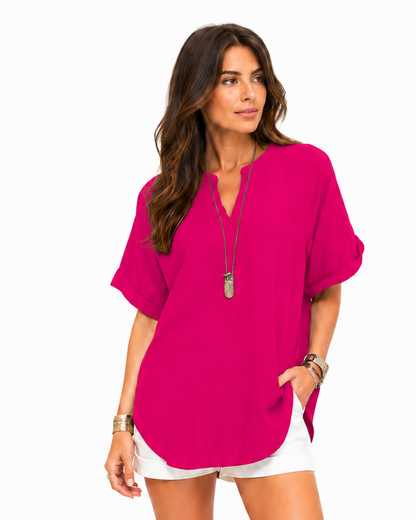 Shania — Lockere Bluse in Unifarbe, Casual-Stil