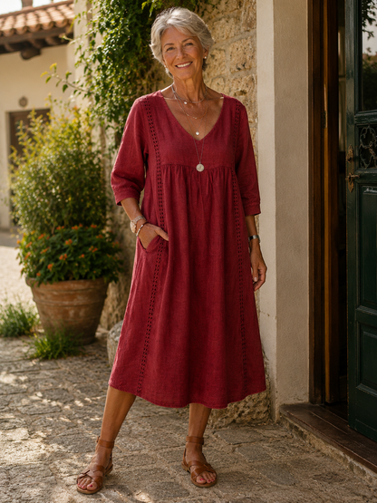 Rossana — Leinen- und Baumwollspitzenkleid