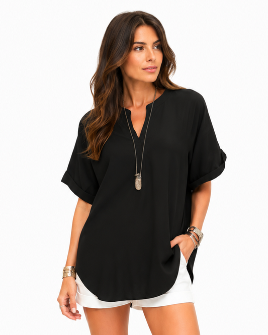 Shania — Lockere Bluse in Unifarbe, Casual-Stil