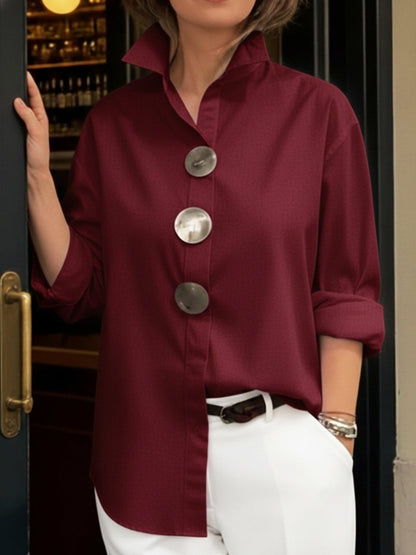 Célène — Bluse mit Stehkragen und Metallknöpfen