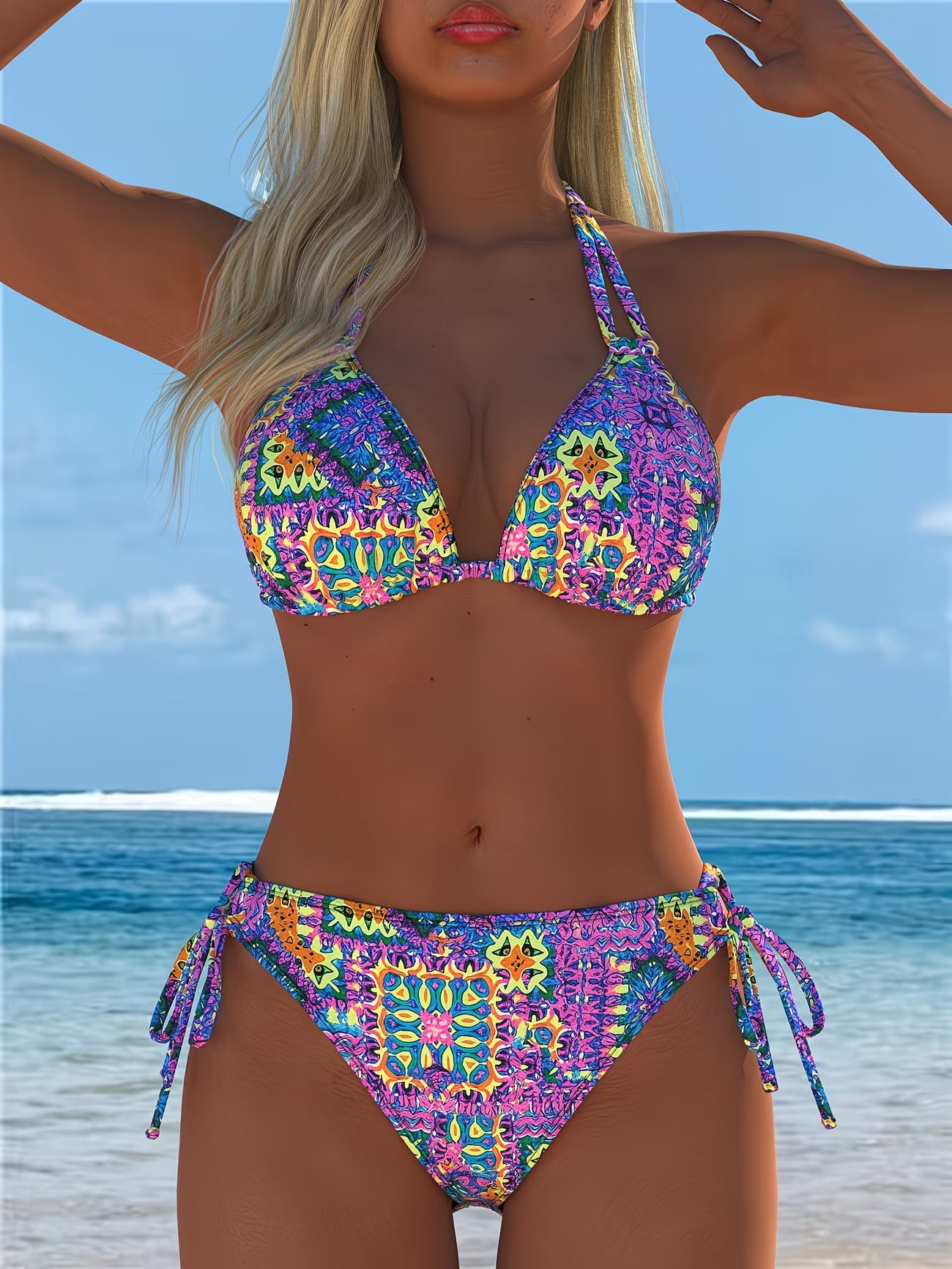 Solène – Bedrucktes Neckholder-Bikini-Set