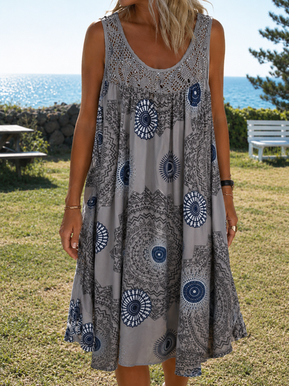 Isolde — Bedrucktes Ärmelloses Sommerkleid