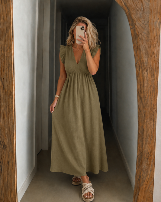 Abigail — Maxikleid mit Rüschenschulter