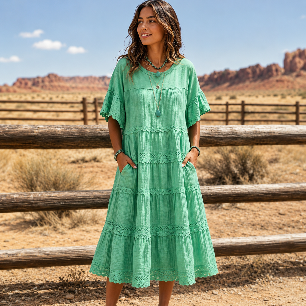 Verdure — Kurzarmkleid mit Taschen