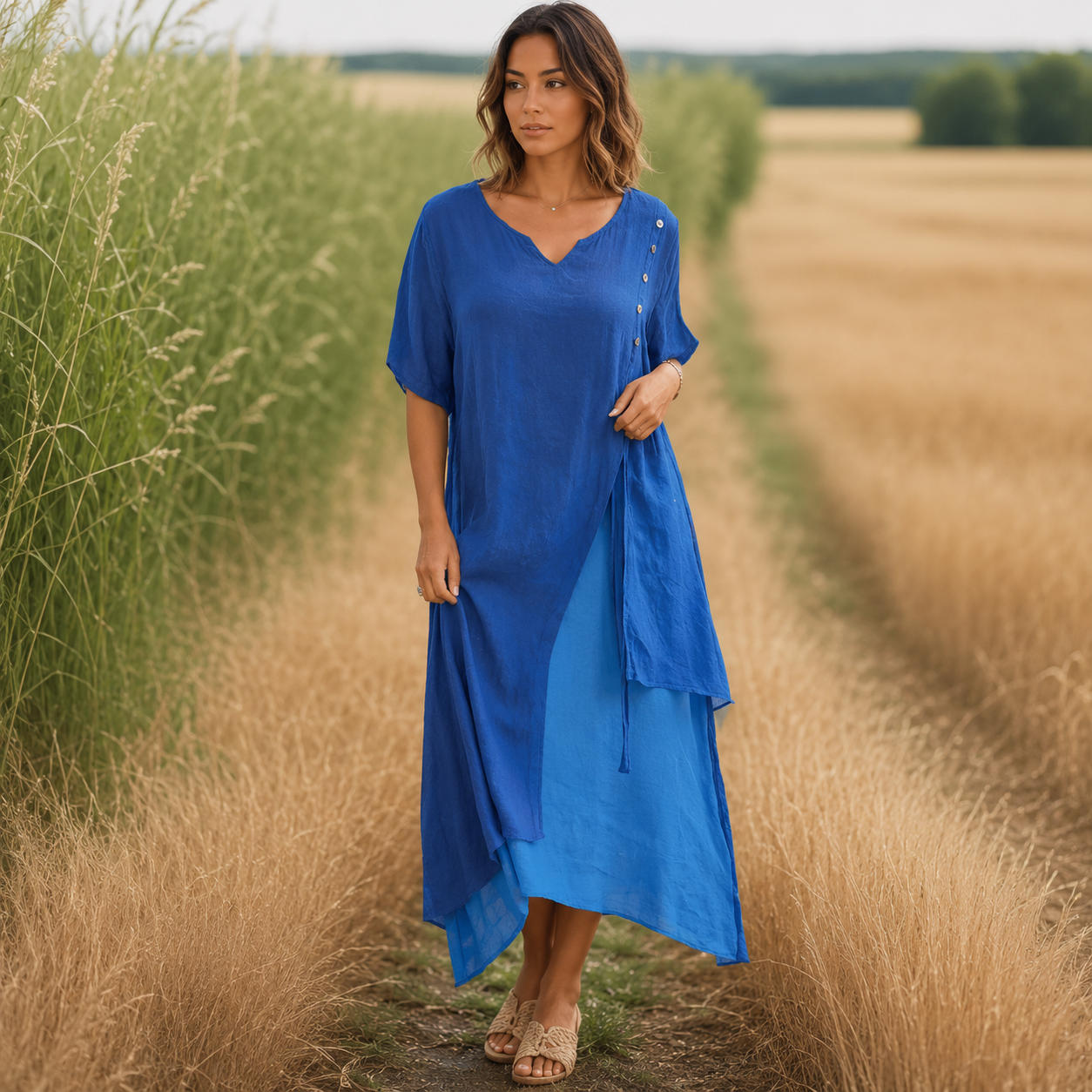 Aveline — V-Ausschnitt Maxikleid