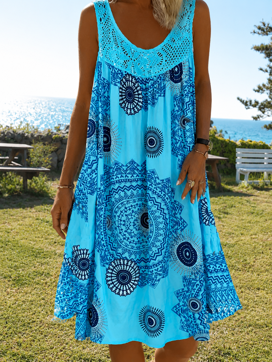 Isolde — Bedrucktes Ärmelloses Sommerkleid