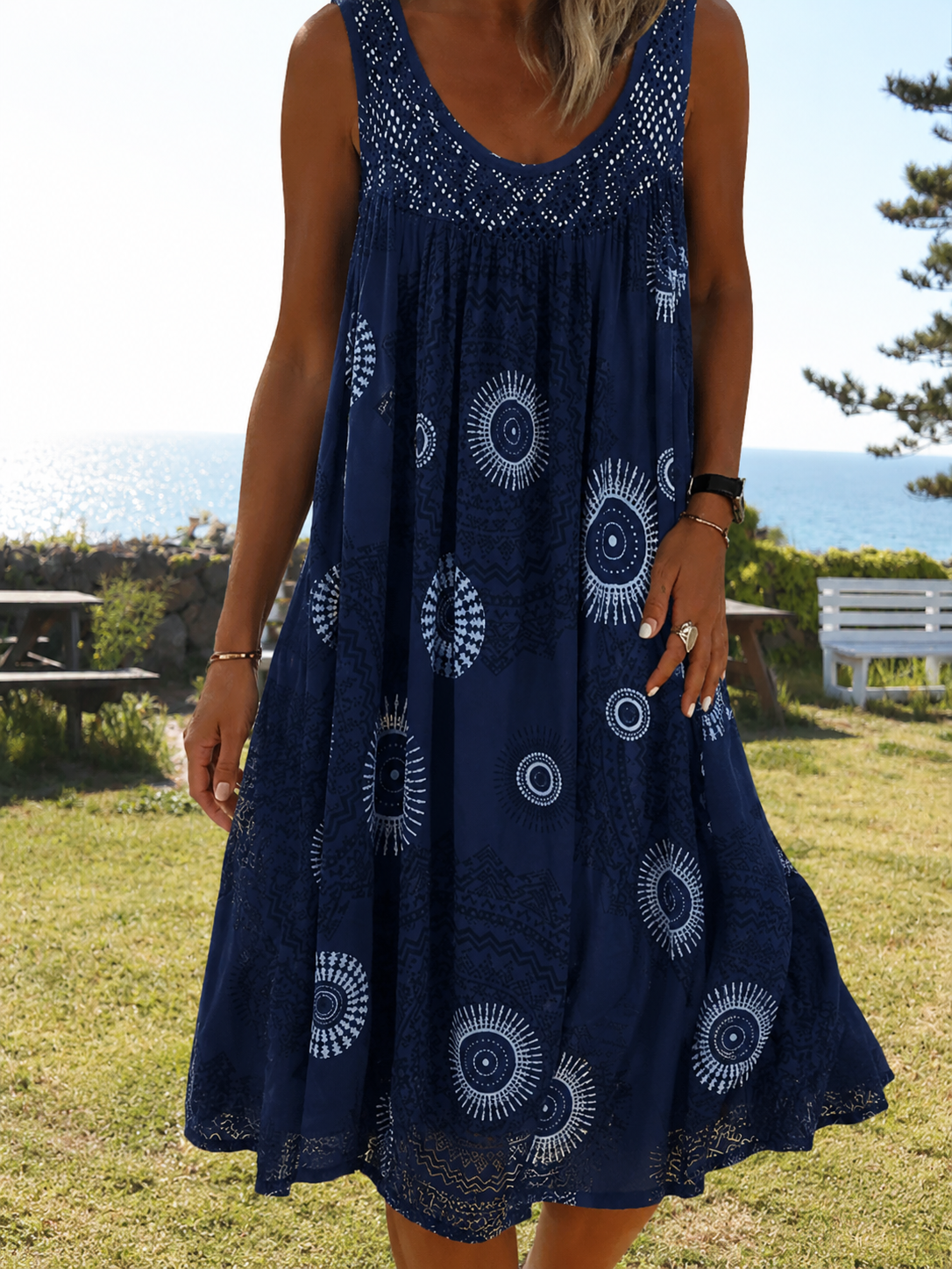 Isolde — Bedrucktes Ärmelloses Sommerkleid