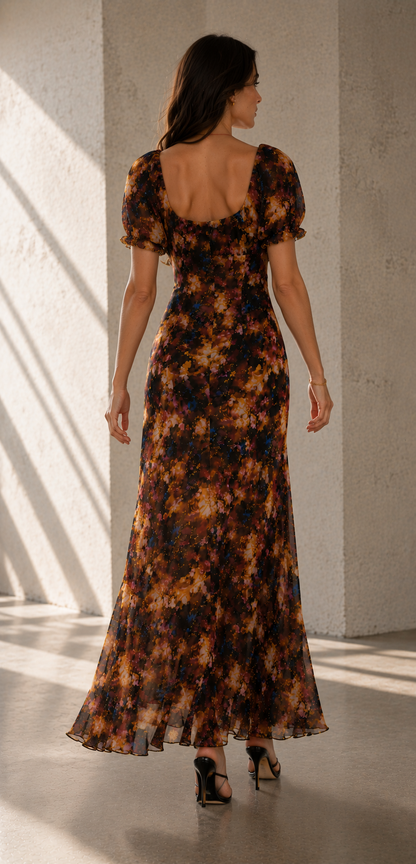 Venedig — Drapiertes Seidenstrick-Abendkleid