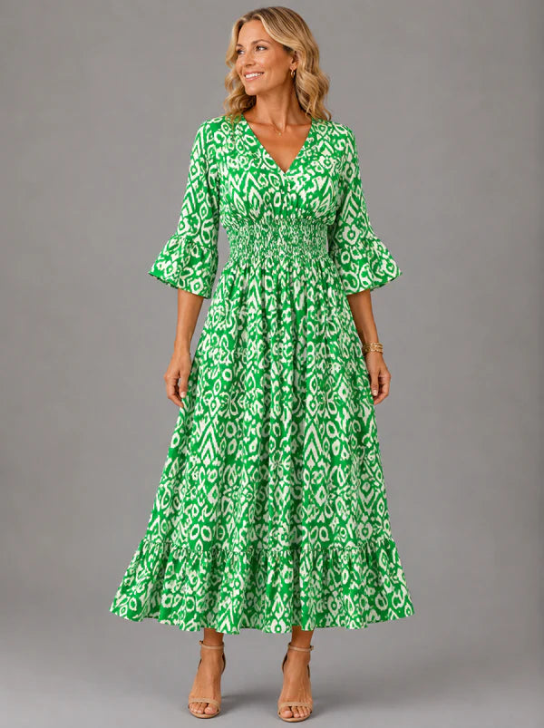 Vivenne  — V-Ausschnitt Vintage Maxikleid