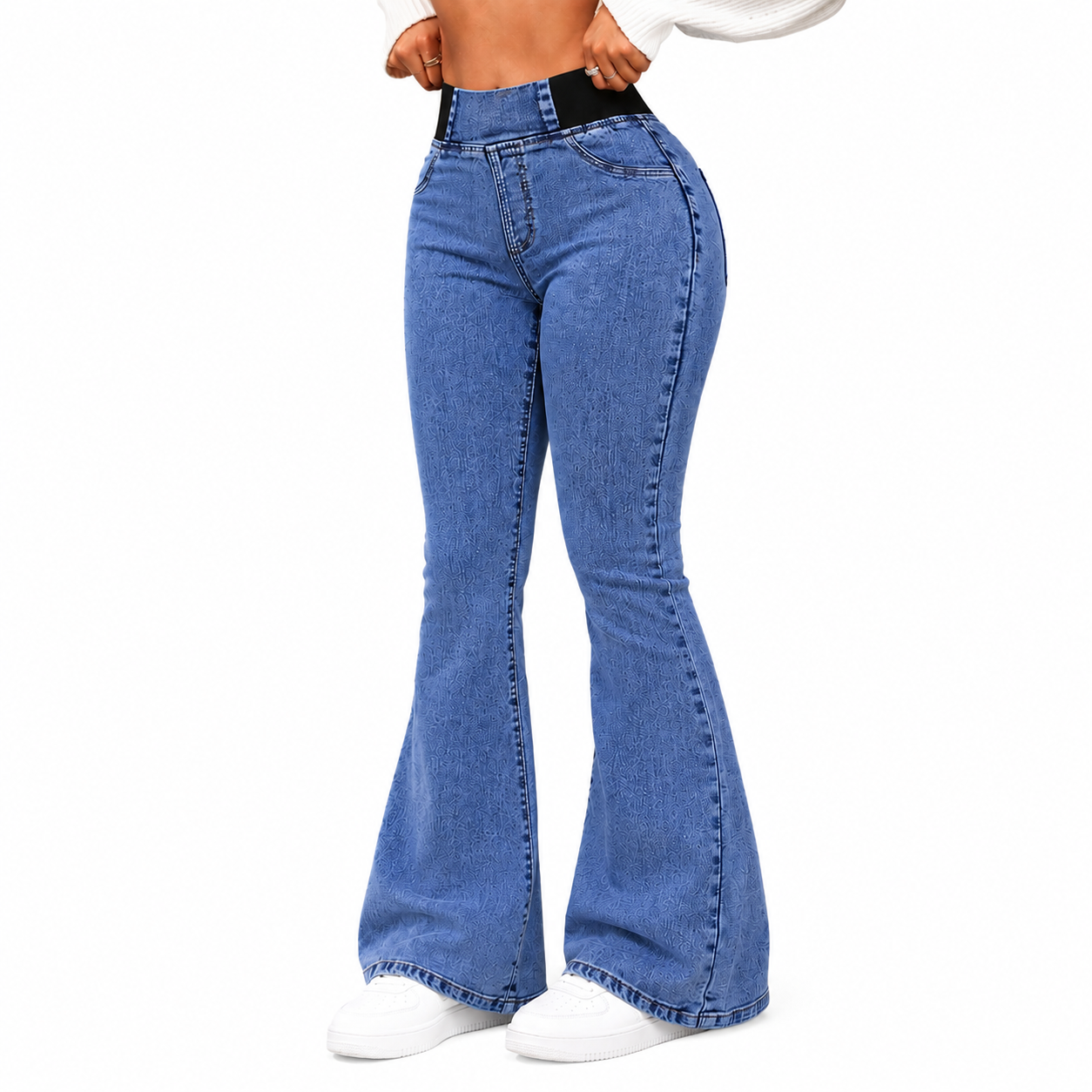 Solenne — Highwaist Stretch-Schlagjeans