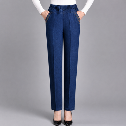 Dena — Damen Jeans mit weitem Bein und elastischem Bund