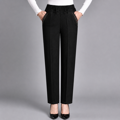 Dena — Damen Jeans mit weitem Bein und elastischem Bund