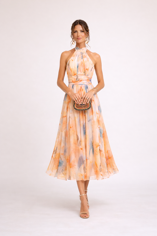 Camille — Aquarell Halterkleid