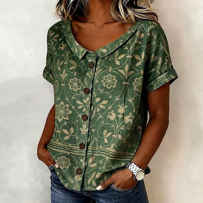 Odette — Bluse mit floralem Druck und Kragen