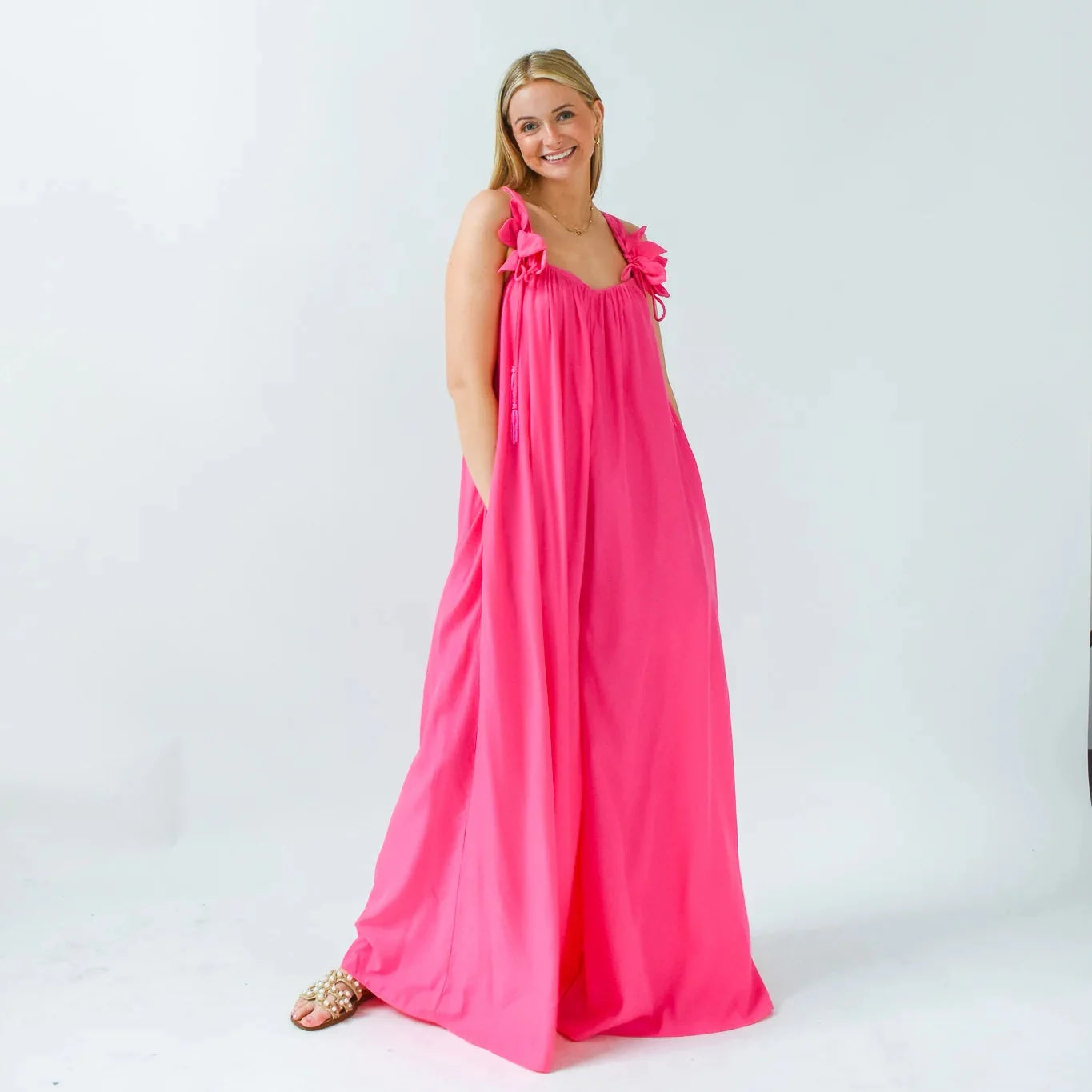 Riri — Damen Floral U-Ausschnitt Maxikleid