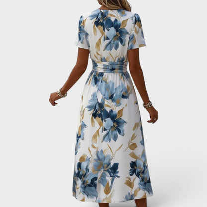 Denise — Floral Wickel-Midi-Kleid