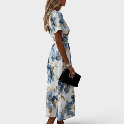 Denise — Floral Wickel-Midi-Kleid