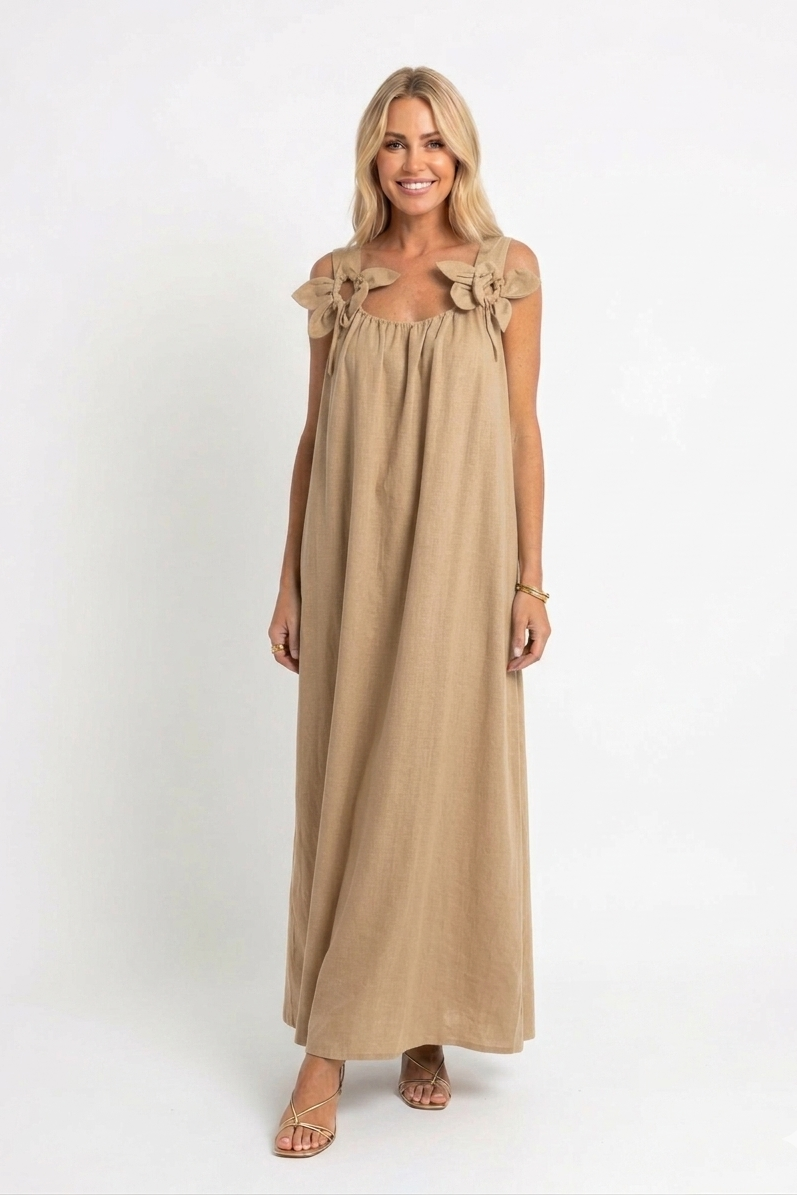 Riri — Damen Floral U-Ausschnitt Maxikleid