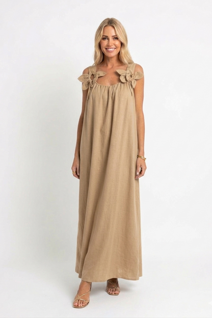 Riri — Damen Floral U-Ausschnitt Maxikleid