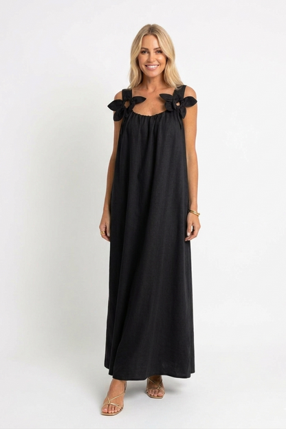 Riri — Damen Floral U-Ausschnitt Maxikleid