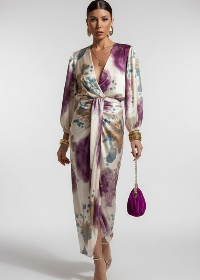 Lourdes — Drapiertes Midi-Kleid