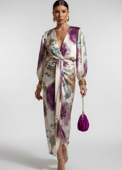Lourdes — Drapiertes Midi-Kleid