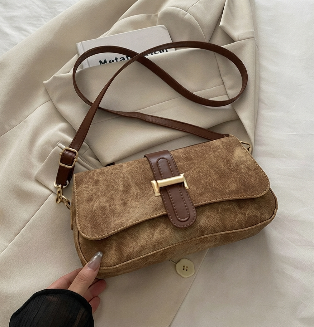 Burnley — Wildleder Umhängetasche in Taupe