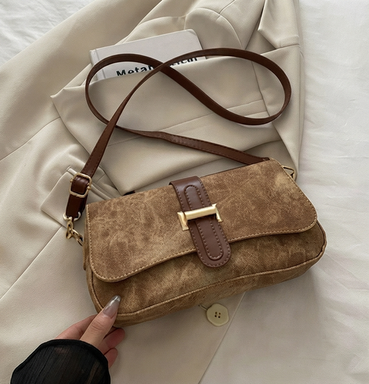 Burnley — Wildleder Umhängetasche in Taupe