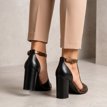 Kenzira — Riemchen-Sandalette mit Blockabsatz in Nude