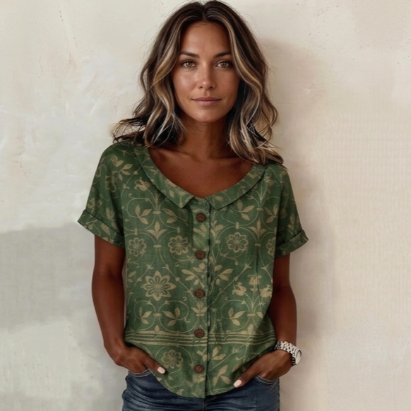 Odette — Bluse mit floralem Druck und Kragen