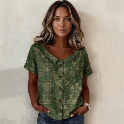Odette — Bluse mit floralem Druck und Kragen