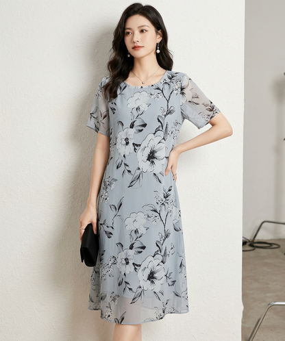 Elisa — Florales Chiffon Kleid