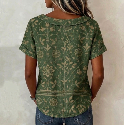 Odette — Bluse mit floralem Druck und Kragen