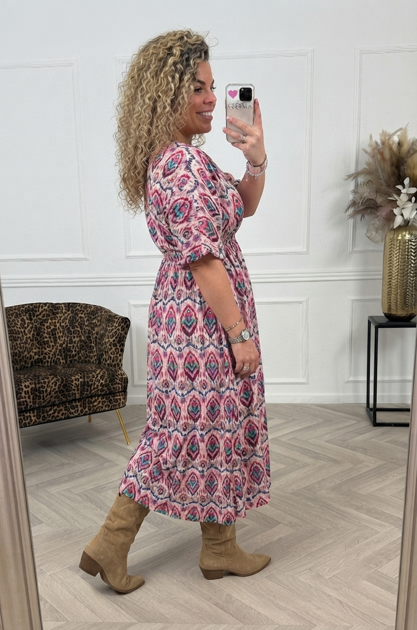Lily — Langes Kleid mit Blumenmuster in sanftem Flieder