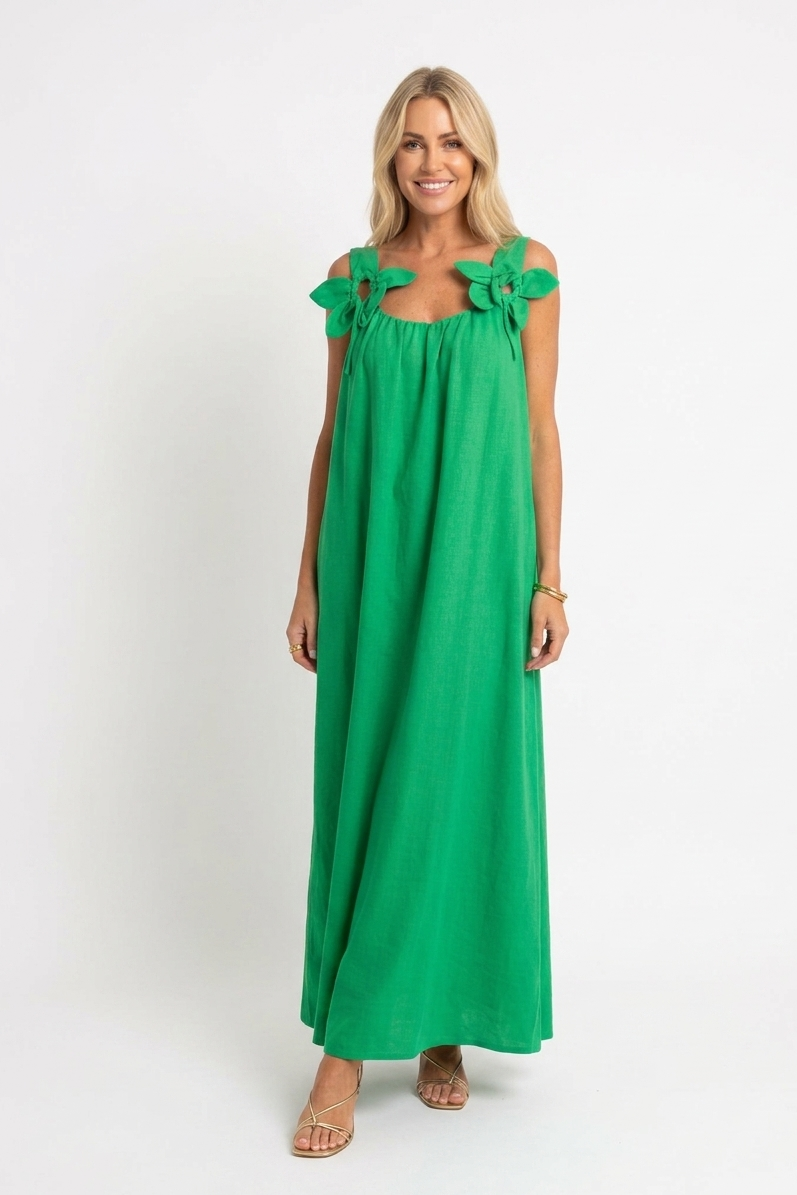 Riri — Damen Floral U-Ausschnitt Maxikleid