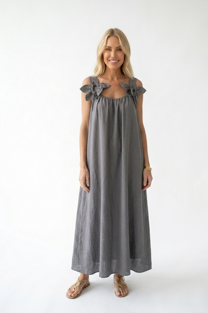 Riri — Damen Floral U-Ausschnitt Maxikleid
