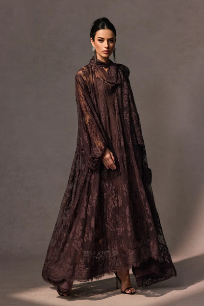 Éclore — Transparentes Blumenspitze Langarmkleid