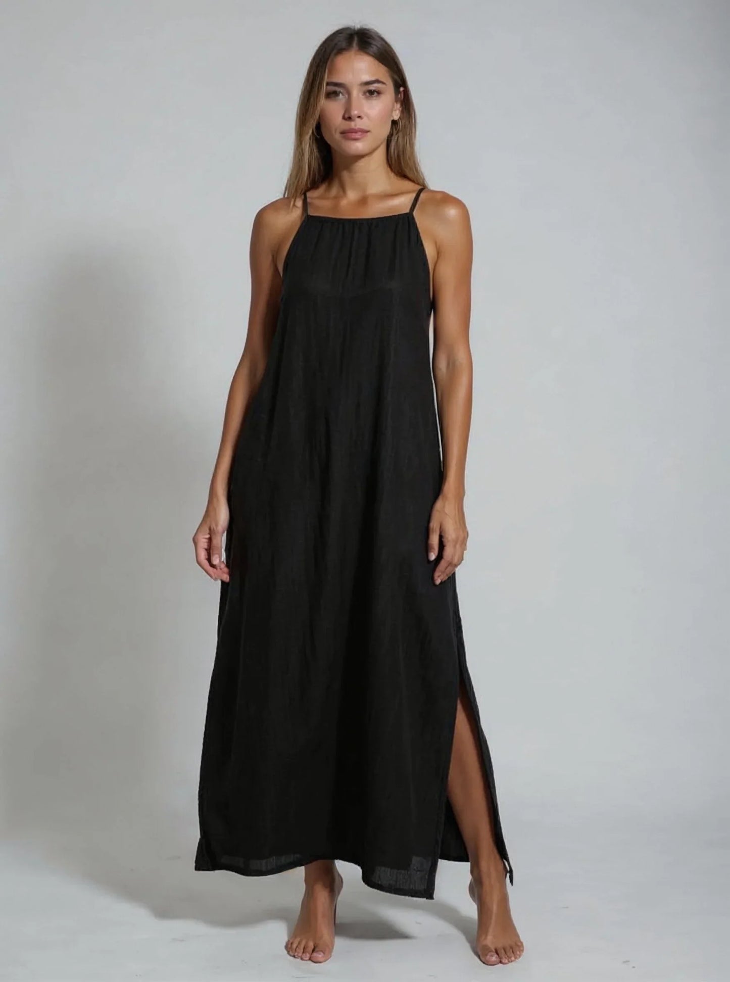 Mèmè — Damen Leinen Maxi Kleid