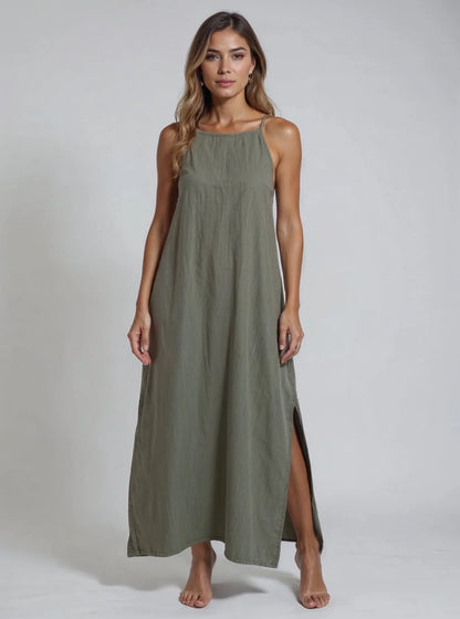 Mèmè — Damen Leinen Maxi Kleid
