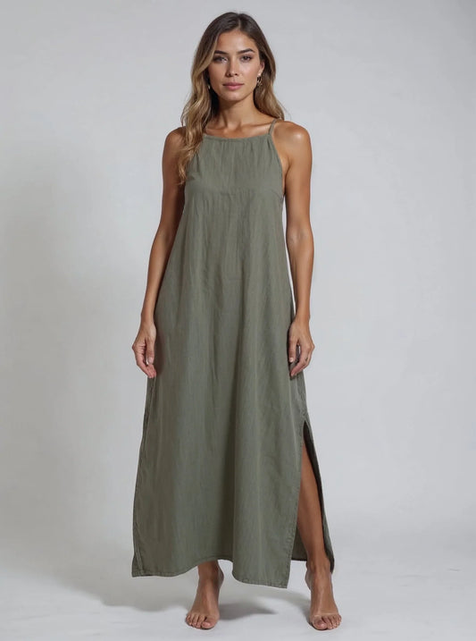 Mèmè — Damen Leinen Maxi Kleid