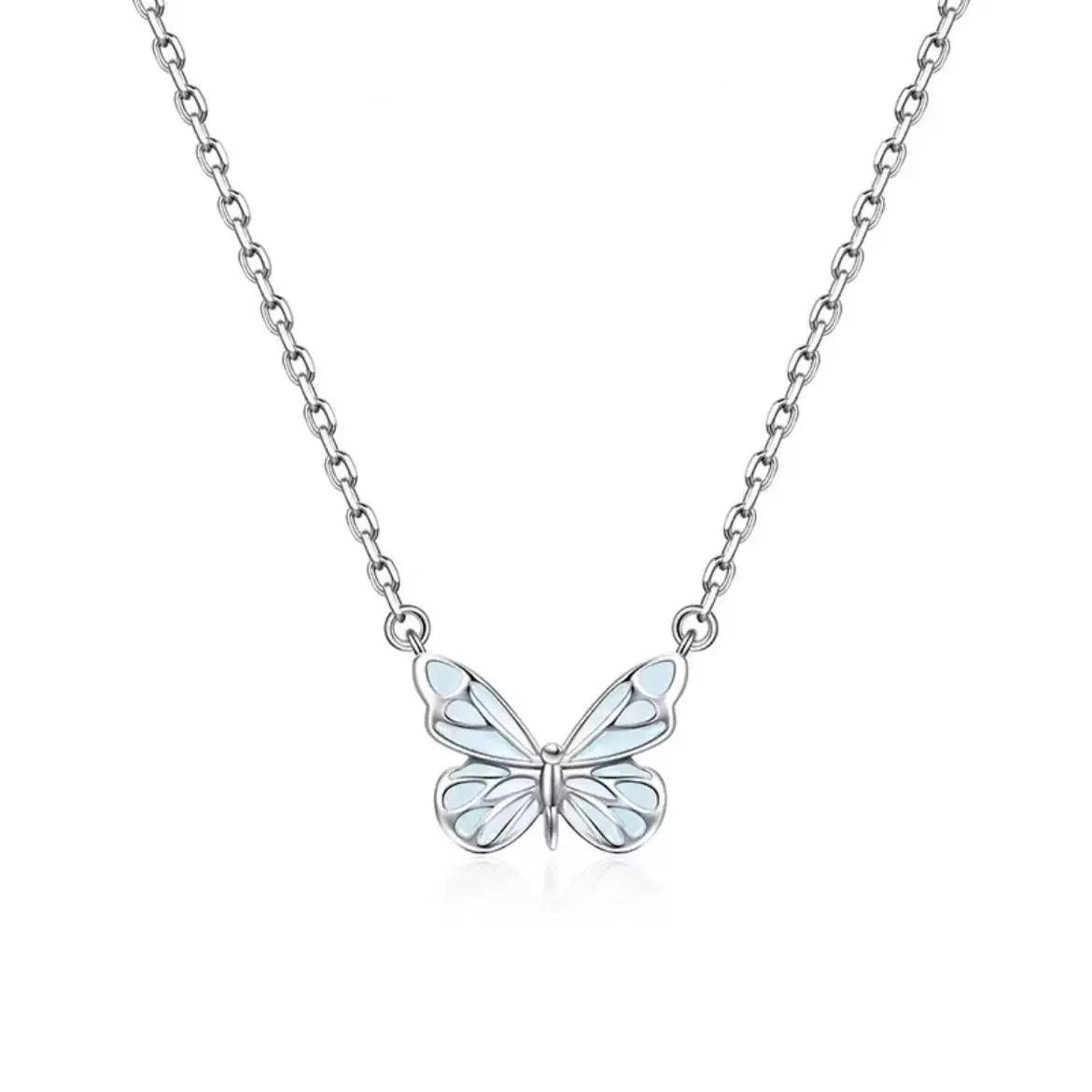 Papillon — Blaues Schmetterlings-Halskette mit zartem Charme