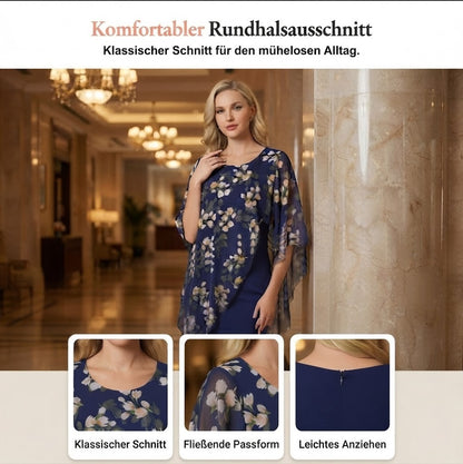 Isaline — Chiffon Floral Knielanges Kleid