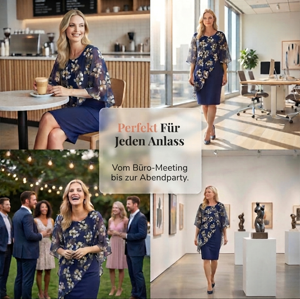 Isaline — Chiffon Floral Knielanges Kleid