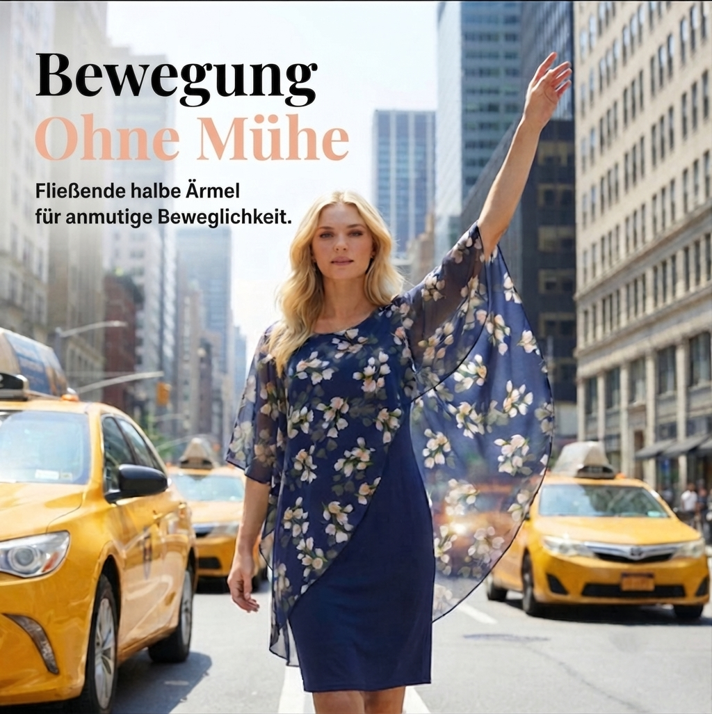 Isaline — Chiffon Floral Knielanges Kleid