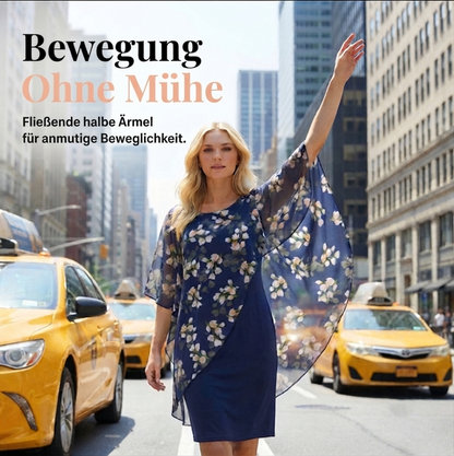 Isaline — Chiffon Floral Knielanges Kleid