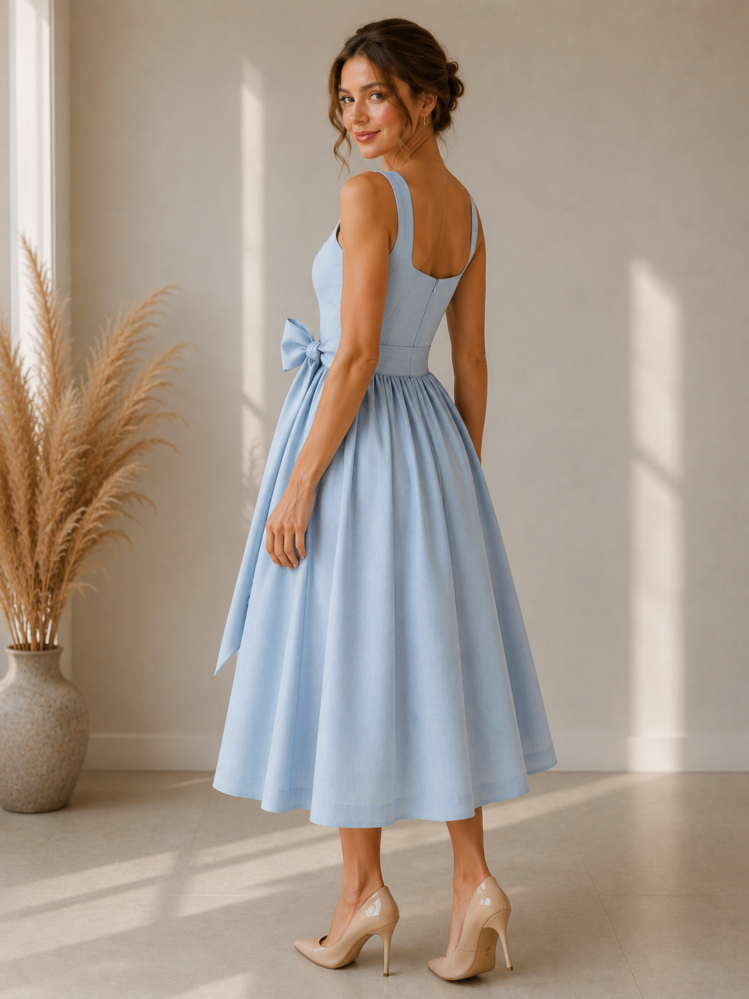 Lena Dirndl — Blau Herz-Ausschnitt Mini