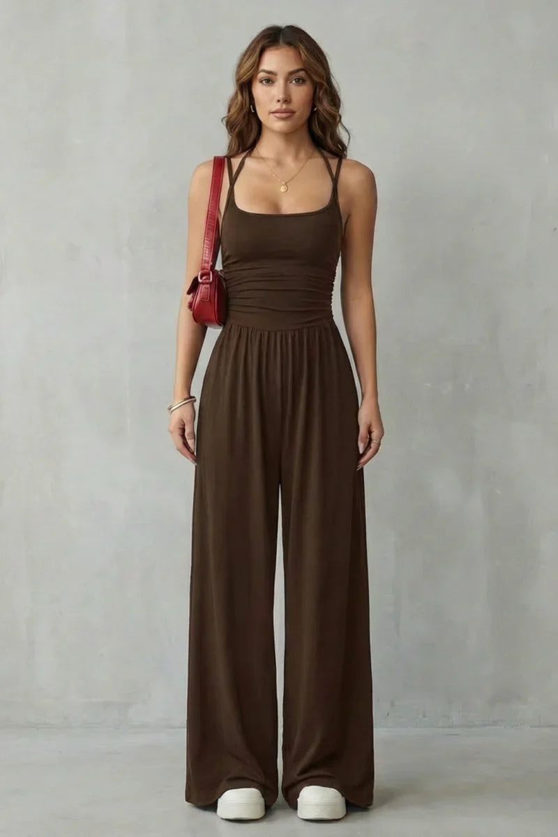 Molène — Jumpsuit mit gekreuztem Rücken und breiten Beinen